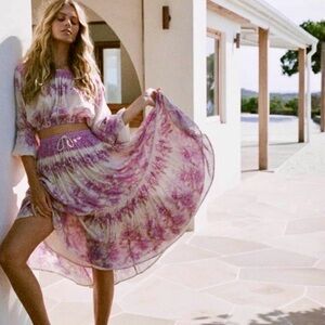 Spell Coco Lei Midi/Maxi Skirt, Lilac, Med, EUC!